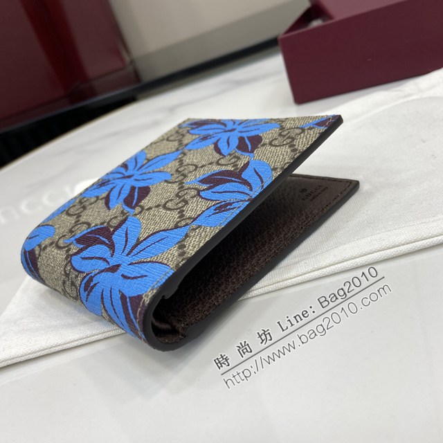 Gucci專櫃古馳2025早秋系列最新款花卉印花男款短夾錢包 jh2690型號：841146